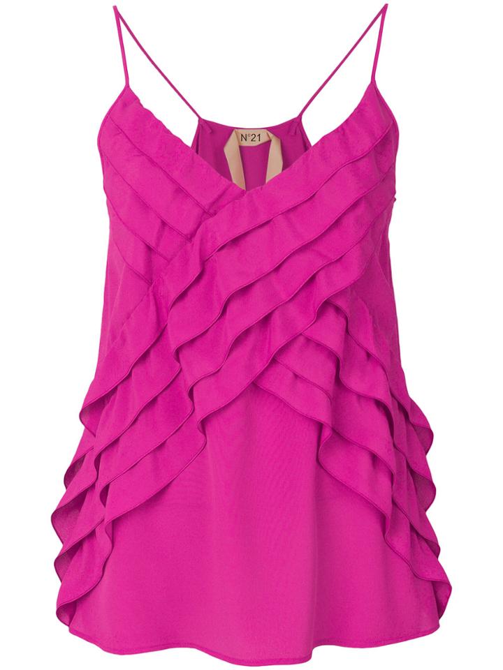 No21 Ruffled Strappy Blouse - Pink & Purple