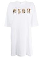 Msgm Sequin Detail T-shirt Dress - White