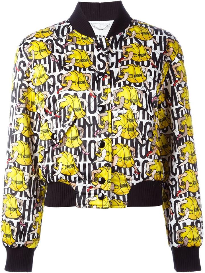 Moschino Hard Cap Print Bomber Jacket