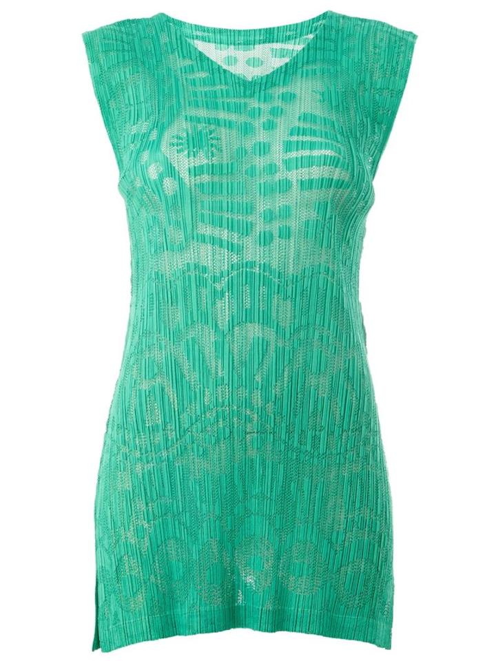 Pleats Please By Issey Miyake Perforated Print Ribbed Tank