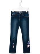 Philipp Plein Kids Sequin Embroidered Jeans, Girl's, Size: 12 Yrs, Blue