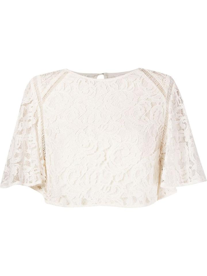 Martha Medeiros 'marescot' Lace Crop Blouse, Women's, Size: 38, White, Cotton/viscose/polyamide/silk