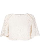 Martha Medeiros 'marescot' Lace Crop Blouse, Women's, Size: 38, White, Cotton/viscose/polyamide/silk