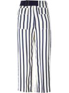 Dondup Cropped Striped Trousers, Women's, Size: 40, Nude/neutrals, Viscose/acetate