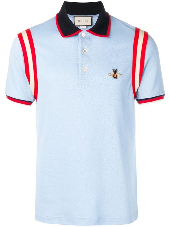 Gucci Bee Appliqué Polo Shirt - Blue