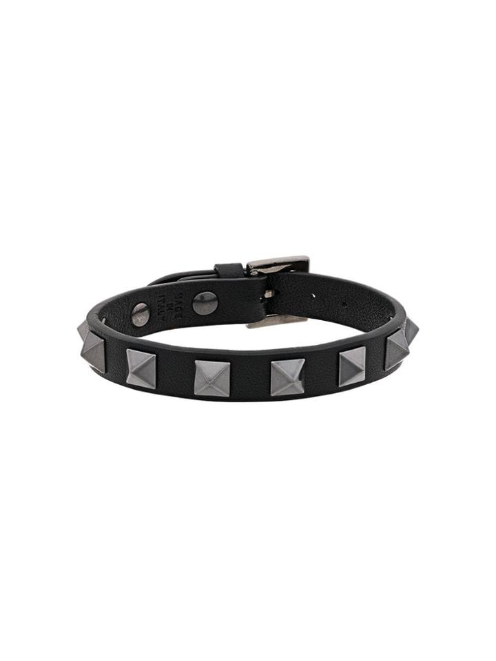 Valentino Leather Stud Bracelet - Black