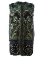 Etro Embroidered Sleeveless Coat, Women's, Size: 40, Green, Acrylic/polyamide/polyester/lamb Fur