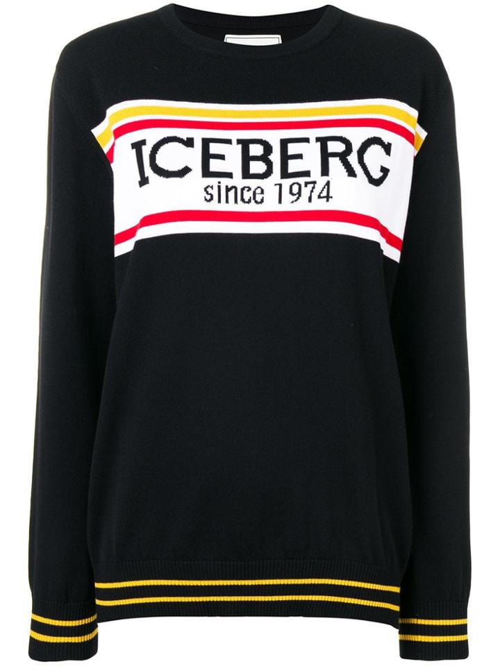 Iceberg Logo Knitted Jumper - Black
