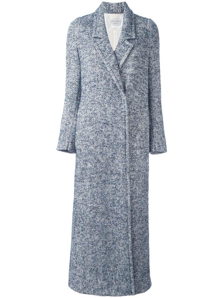 Forte Forte Long Herringbone Overcoat, Women's, Size: 1, Blue, Cotton/acrylic/virgin Wool