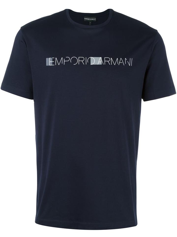 Emporio Armani Logo Print T-shirt, Men's, Size: Xl, Blue, Cotton