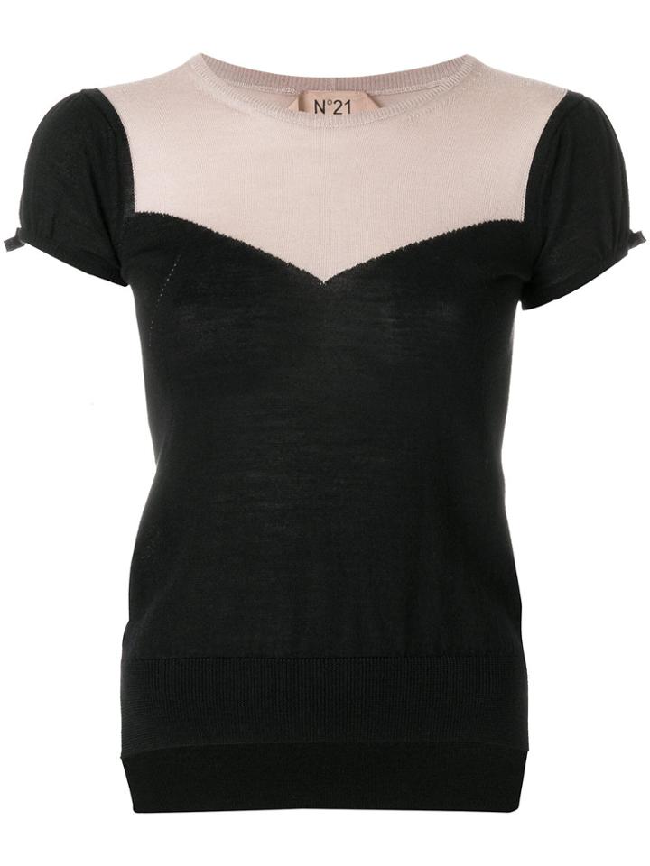 No21 Colour Block Shortsleeved Sweater - Black