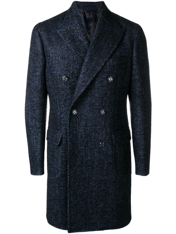 Barba Classic Buttoned Coat - Blue