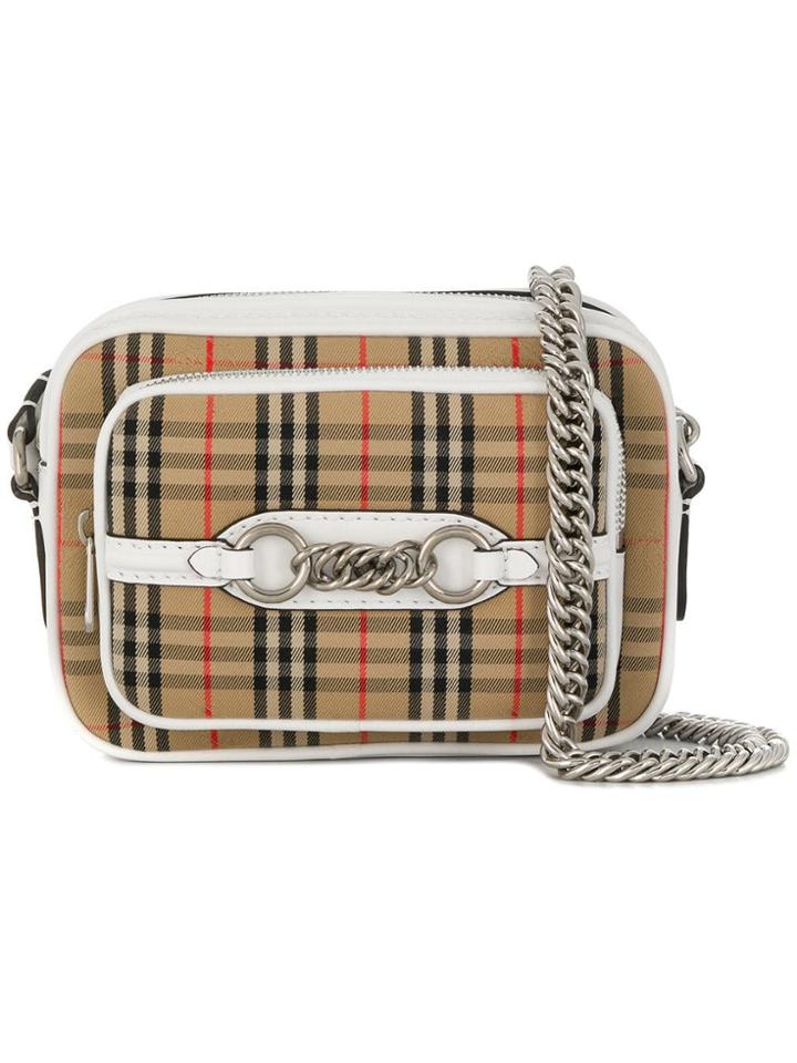 Burberry 1983 Check Link Camera Bag - White