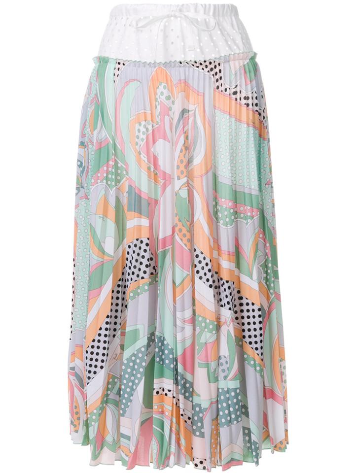 Emilio Pucci Drawstring Waist Pleated Skirt - Multicolour