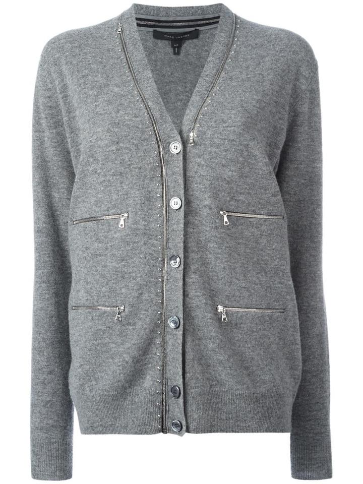 Marc Jacobs Zipped Long Sleeve Cardigan, Women's, Size: Small, Grey, Wool