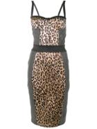 Dolce & Gabbana Pre-owned Leopard Print Denim Bustier Dress - Grey