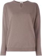 Brunello Cucinelli Keyhole Detail Jumper, Women's, Size: Medium, Brown, Silk/cashmere/virgin Wool