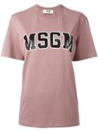 Msgm Logo Print T-shirt, Women's, Size: Xs, Nude/neutrals, Cotton