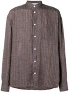 Eleventy Striped Mandarin Collar Shirt - Brown