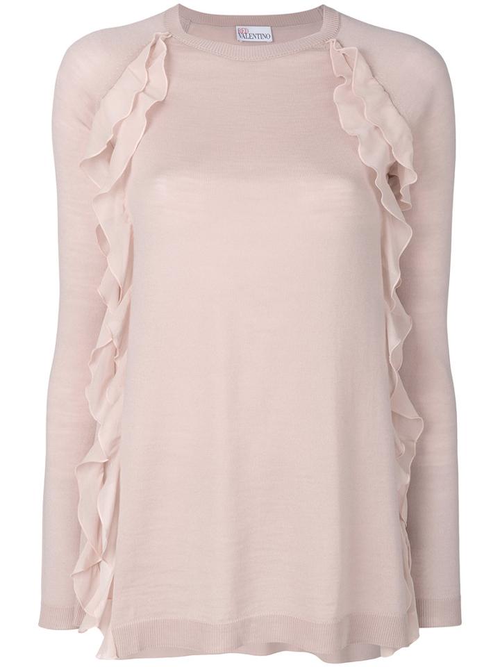 Red Valentino - Ruffle Detail Top - Women - Silk/spandex/elastane/virgin Wool - Xs, Pink/purple, Silk/spandex/elastane/virgin Wool