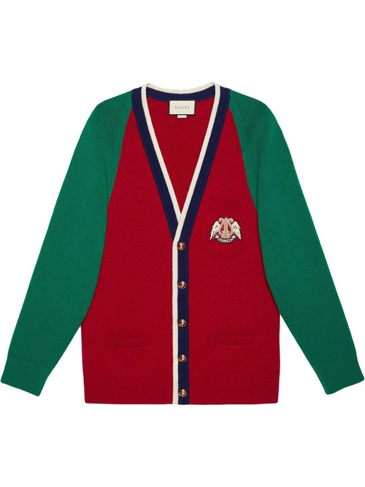 Gucci Wool Cardigan With Lyre - Red