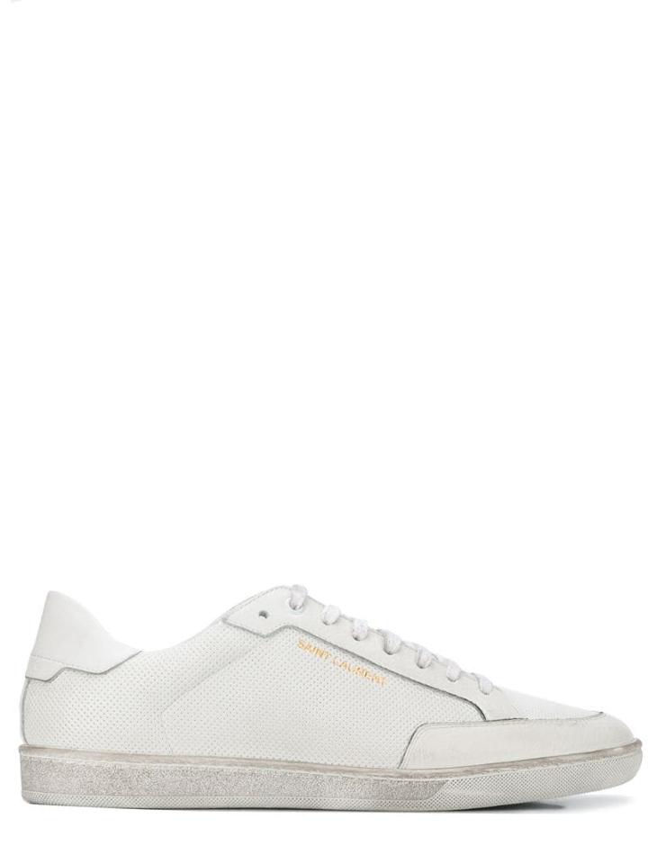 Saint Laurent Andy Distressed Low-top Sneakers - White