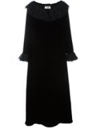 Saint Laurent Layered Tulle Trim Dress, Women's, Size: 36, Black, Viscose/cupro/silk