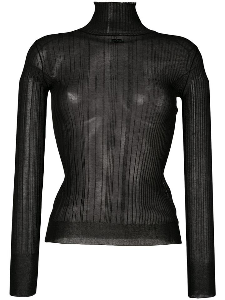 Courrèges Knitted Turtleneck Top - Black