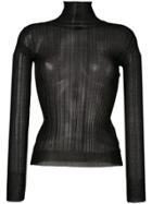 Courrèges Knitted Turtleneck Top - Black