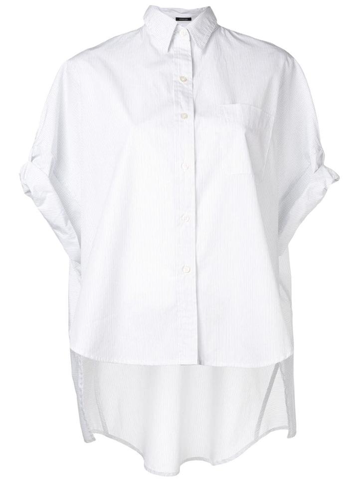 R13 Pinstripe High Low Shirt - White