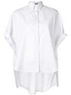 R13 Pinstripe High Low Shirt - White