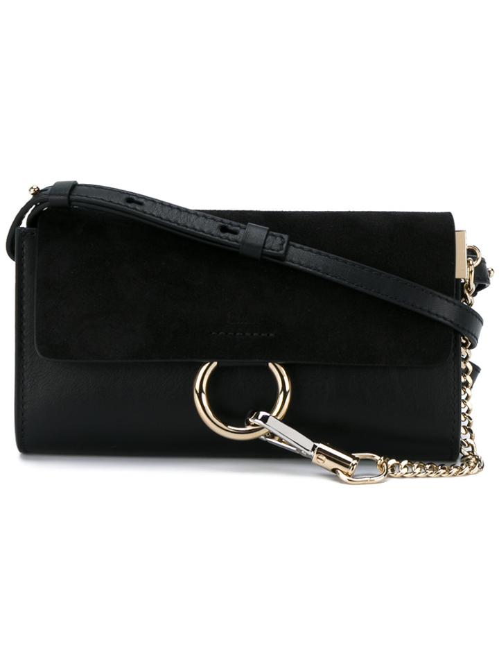 Chloé Black Suede Faye Wallet Bag