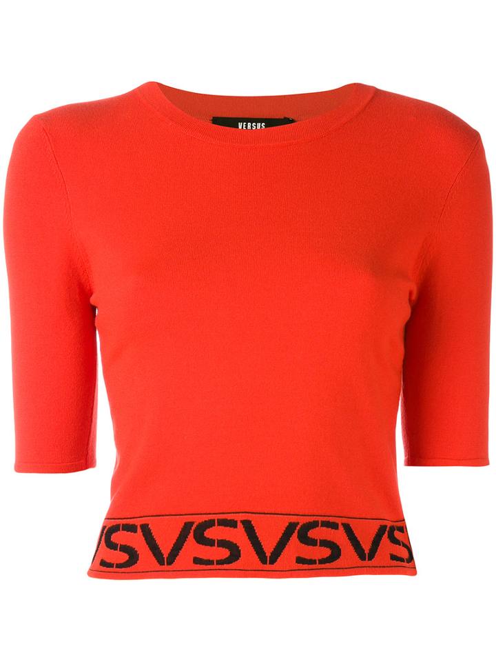 Versus Cropped Sleeves Sweater, Women's, Size: 44, Red, Viscose/polyester