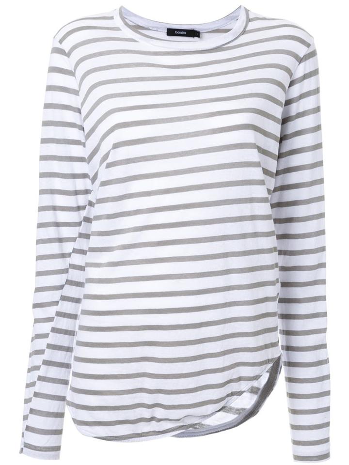 Bassike Striped Scoop Neck T-shirt, Women's, Size: 10, Green, Organic Cotton