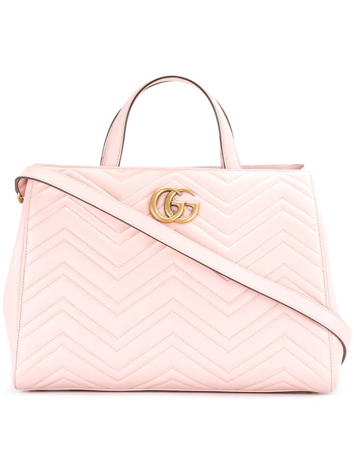 Gucci Gg Marmont Tote, Women's, Pink/purple, Leather/suede