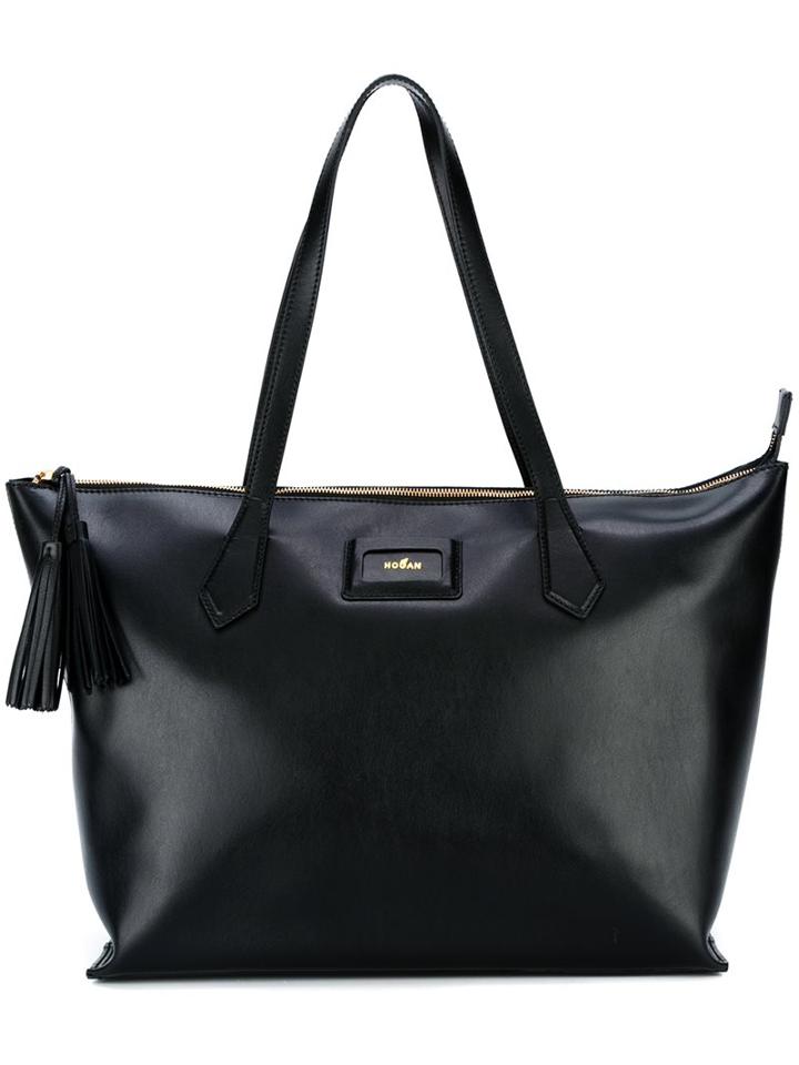 Hogan Shopper Tote, Women's, Black, Leather