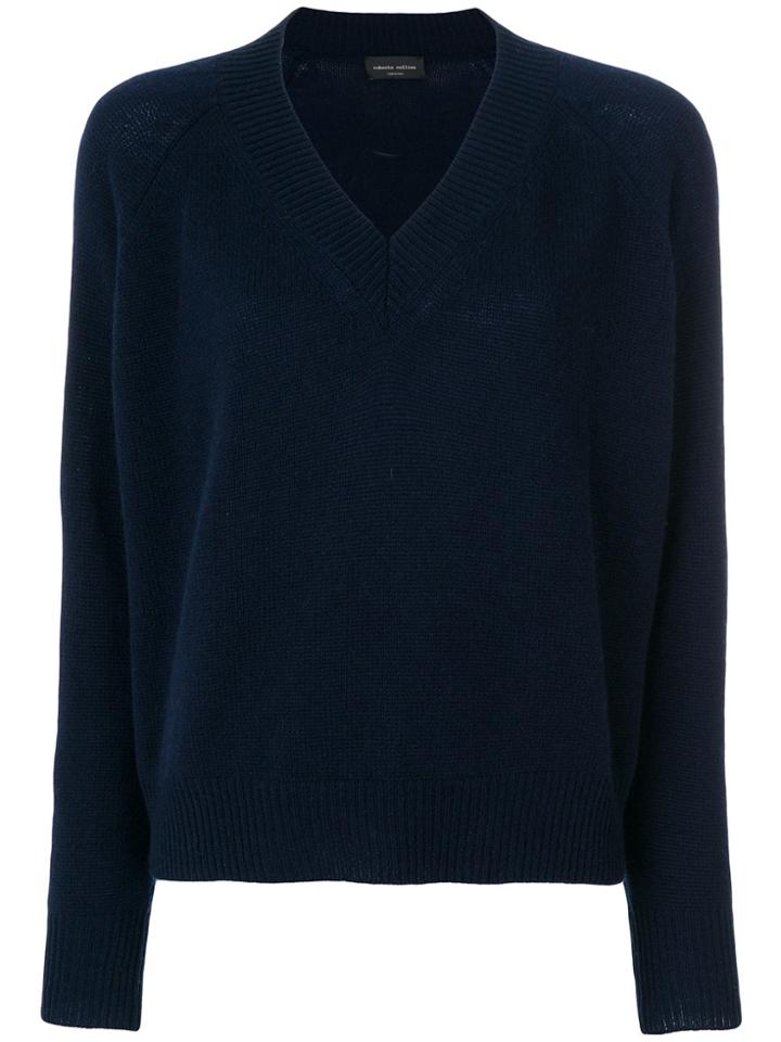 Roberto Collina Relaxed V-neck Jumper - Blue