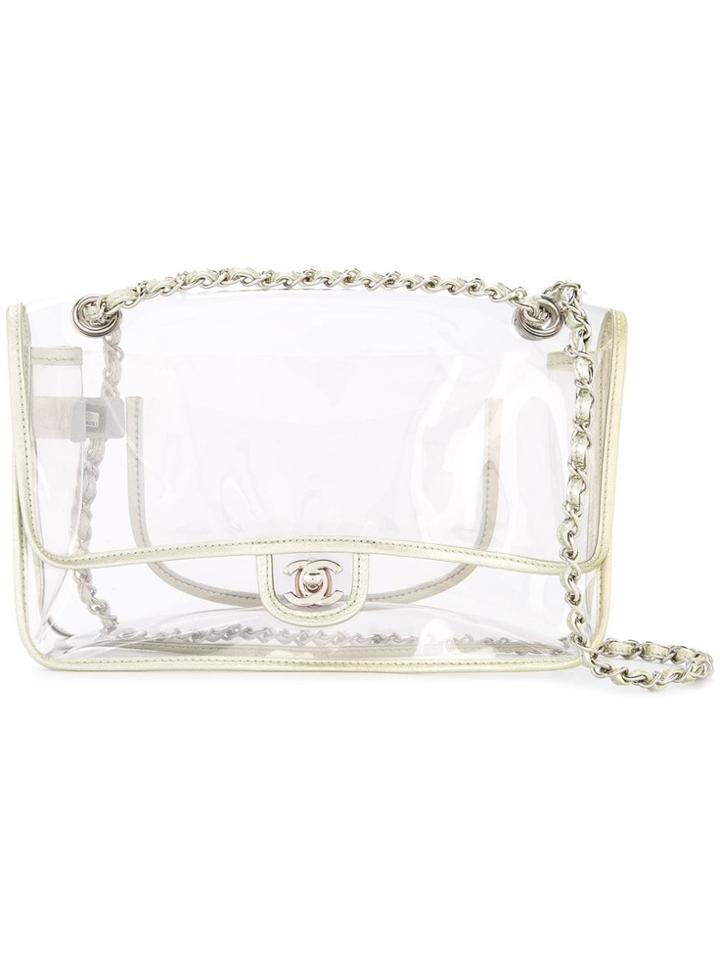 Chanel Vintage Double Chain Shoulder Bag - Nude & Neutrals