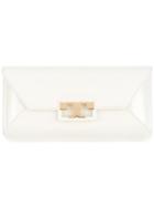 Tory Burch - Gold Buckle Clutch - Women - Patent Leather - One Size, Women's, White, Patent Leather