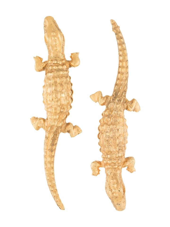 Natia X Lako Large Crocodile Earrings - Metallic