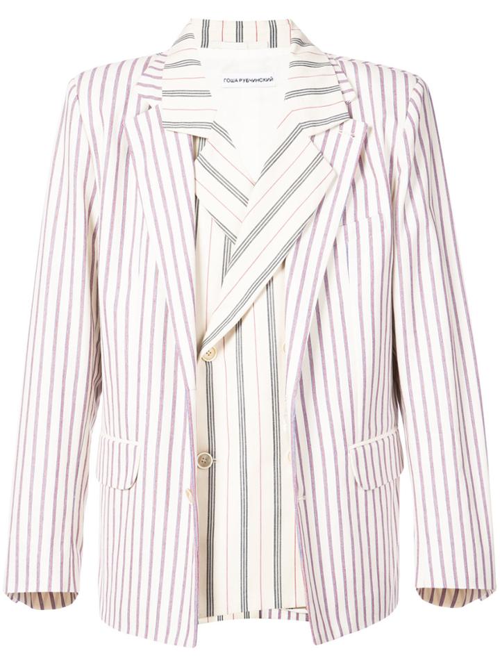 Gosha Rubchinskiy Double-breasted Striped Coat - White