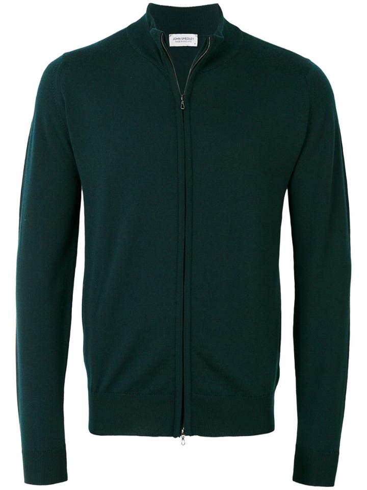 John Smedley Zip Cardigan - Green