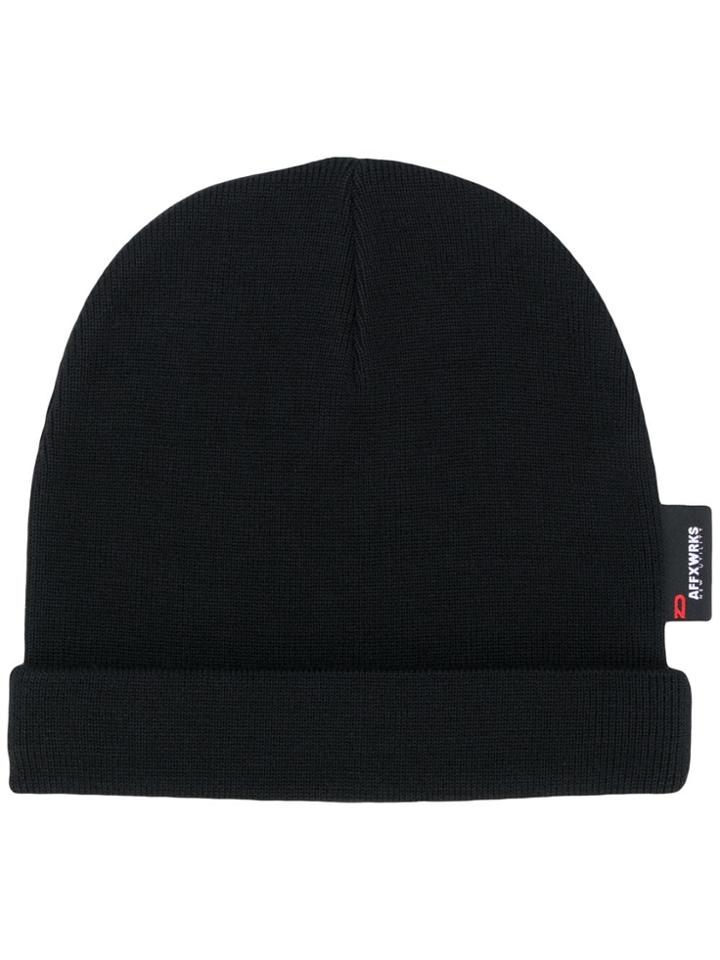 Affix Ribbed Knit Beanie Hat - Black