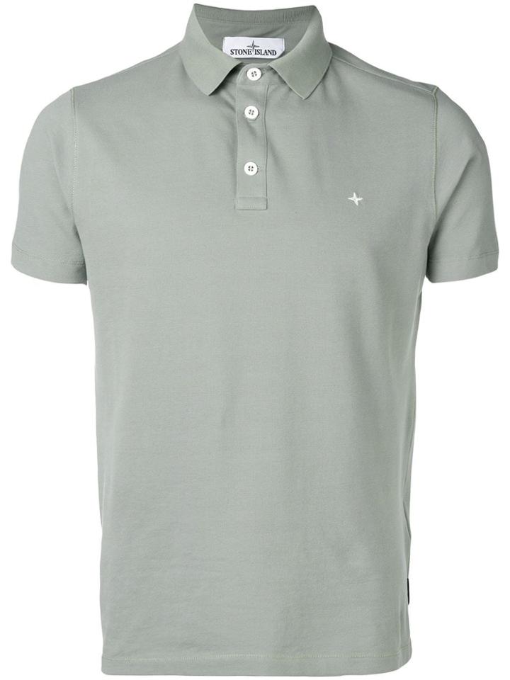 Stone Island Logo Embroidered Polo Shirt - Green