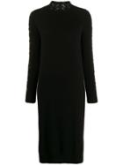 Fendi Embroidered Sides Knitted Dress - Black