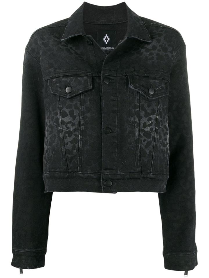 Marcelo Burlon County Of Milan Rinse Wash Leopard Print Denim Jacket -