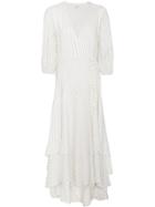 Ganni Wilkie Seersucker Wrap Dress - White