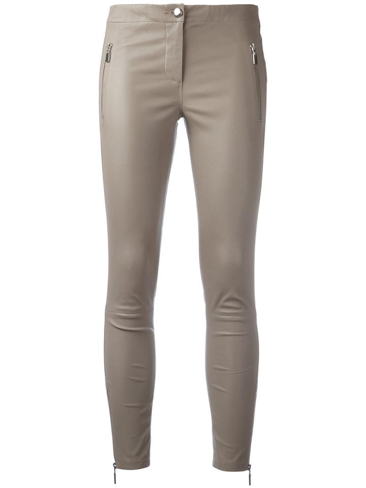 Arma Skinny Leather Trousers, Size: 36, Brown, Cotton/lamb Skin/spandex/elastane