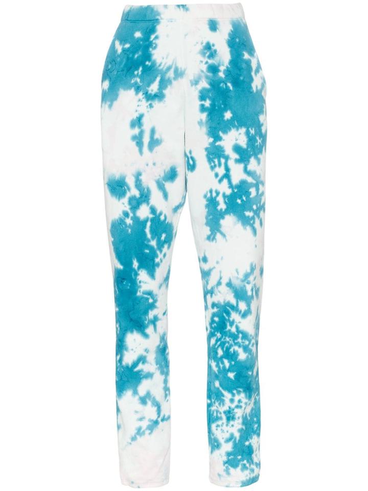 The Elder Statesman Marble Dyed Fleece Track Pants - Teal/powder Pink