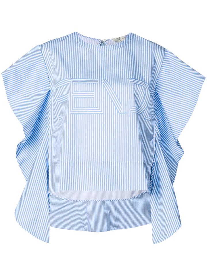Fendi Striped Logo Blouse - Blue